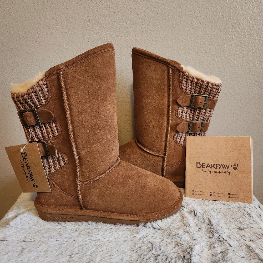 BearPaw Women's Size 8 Boshie Brown Winter Boots In Hickory II, 1669W